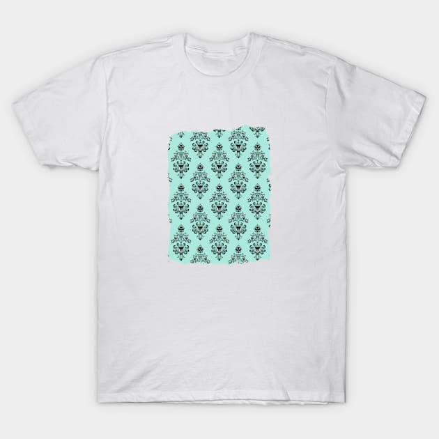 Haunted Mansion Wallpaper Turquoise T-Shirt by FandomTrading